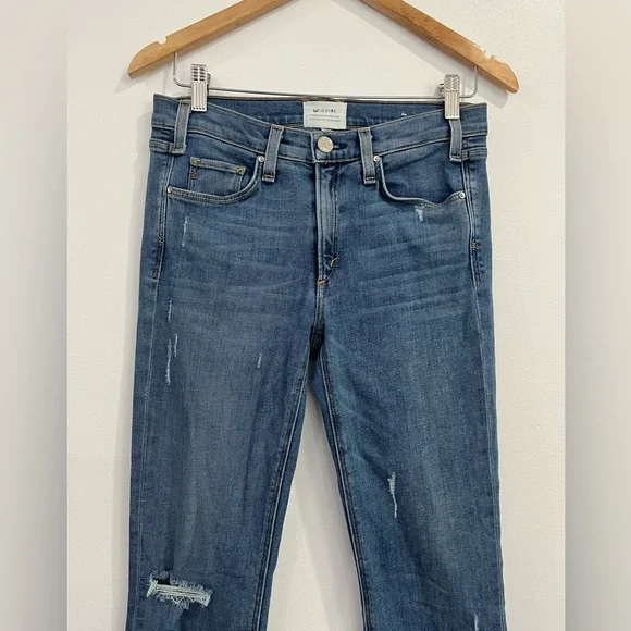 Anthropologie McGuire Ambrosio High Rise Boho Embroidered Ankle Crop Jeans 28